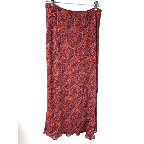 J Jill Paisley maxi skirt  Sz M s Rayon crepe Waist 30-34" Length 36"EUC - Picture 1 of 10